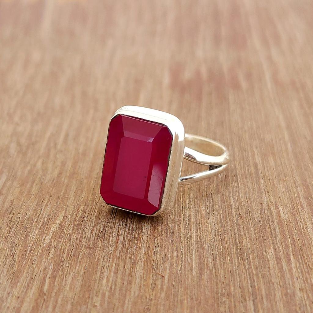 Rich Pink Red Raw Ruby 925 Sterling Silver Ring Jewelry, Handmade Gift Ruby Ring