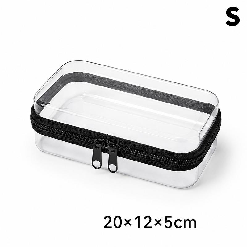 Waterproof Transparent Hard-shell Cosmetic Storage Bag Zippered Clear Pouch for Travel Outdoor Toiletries Organizer