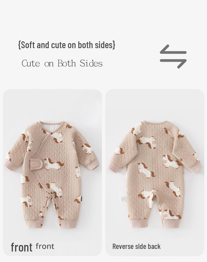 Baby Butterfly Three-Layer Warm Crawling Jumpsuit - Boneless, All-Season Newborn Clothing