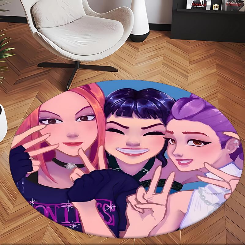 Huntrix (245) Round Office Rug Decorative Floor Rug for Office Bedroom Living Room and Home Space