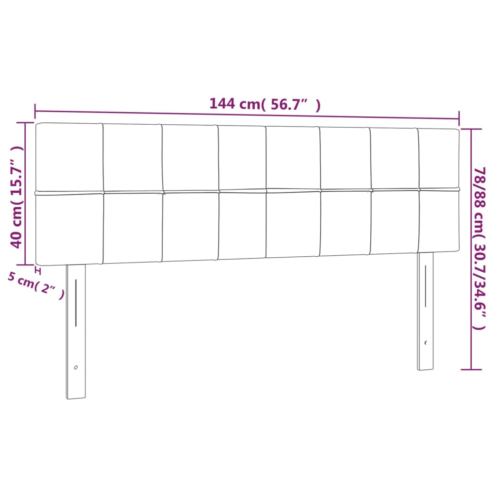 Vidaxl Bed Headboard with LED, Black, 144X5X78/88 Cm, Fabric