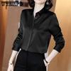 Spring and Autumn Women's Shirt Satin Long-sleeved Women's Shirt Design Sense of The Minority Light Cooked Retro Chiffon Long-sleeved Shirt