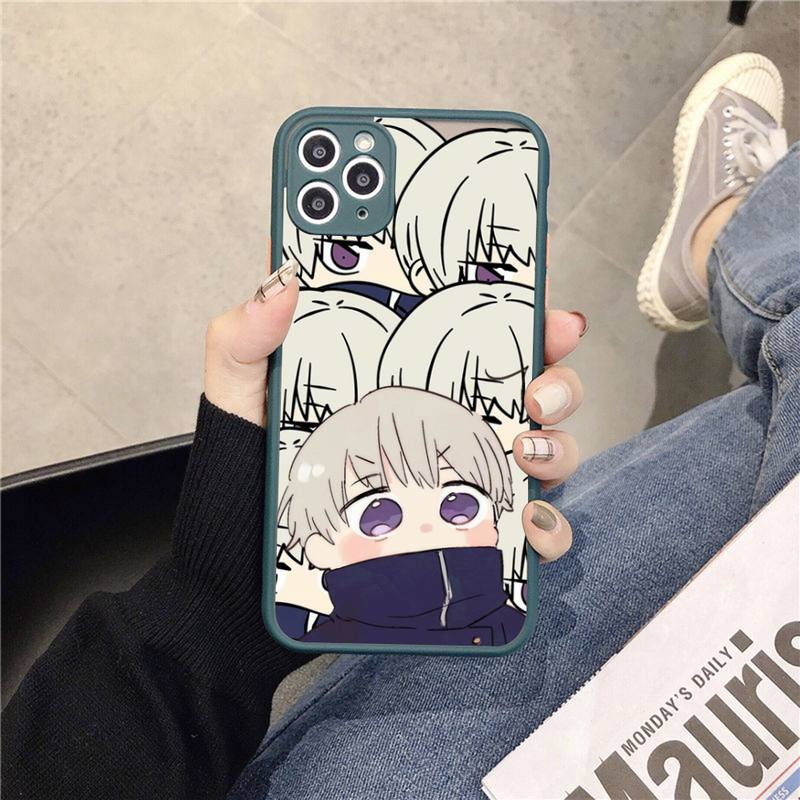 Couple Kawayi Jujutsu Kaisen Anime Phone Case for iPhone X XR XS 7 8 Plus 11 12 13 Pro MAX 13mini Translucent Matte Case