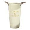 Deep Bucket Vase Galvanized Iron Flower Bucket with Rope Handles Retro Farmhouse Vase for Home Flower Arrangement