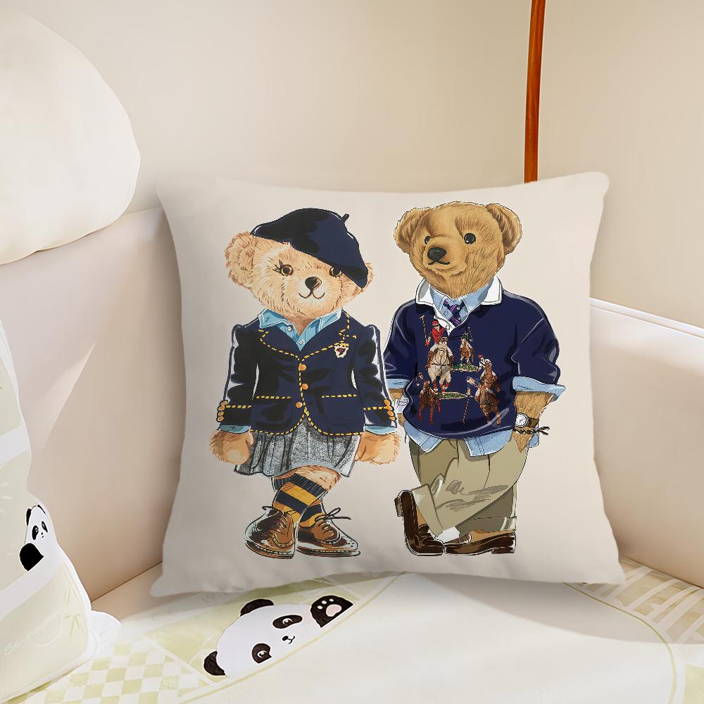 Módní P-Polo B-Bears Luxusní povlak na polštář Dekorativní na pohovku Domácí čelo postele Ložnice Polštář na opěrku Čtvercový polštář Čas na zdřímnutí