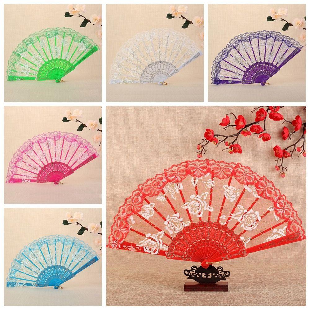 

Gift Hand Fan Plastic Lace Rose Folding Fan High Quality Folding Fan