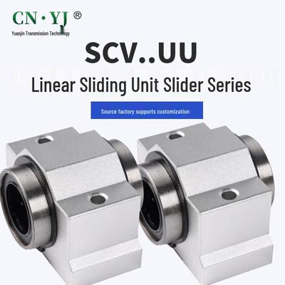 Prowadnica liniowa typu skrzynkowego SCV81012162025-60UU, aluminiowe gniazdo łożyskowe, krótka szyna prowadząca.