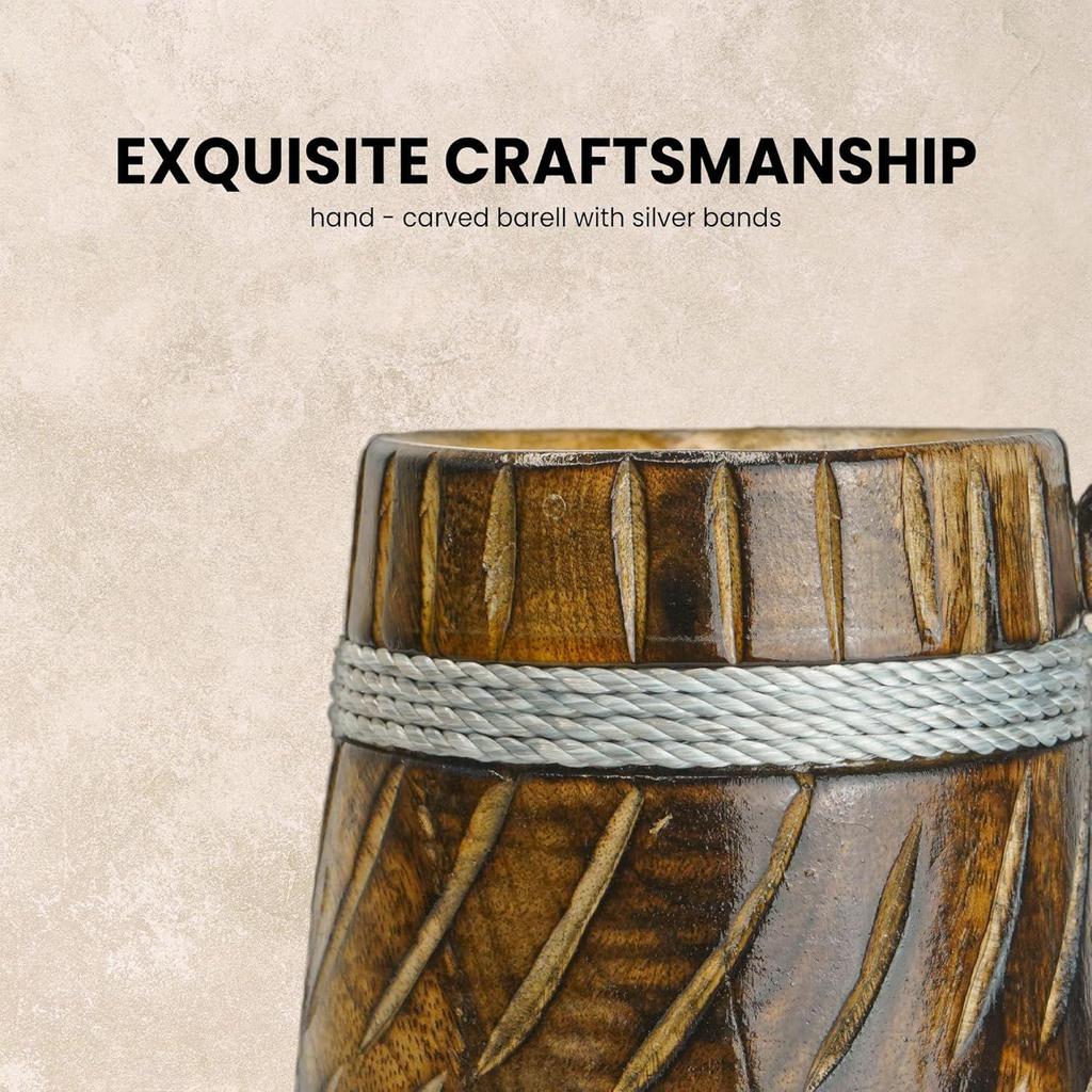 Handmade Wooden Beer Mug, Mango Wood with Sheesham Finish, Barrel Style, Lightweight & Durable, for Craft Beer