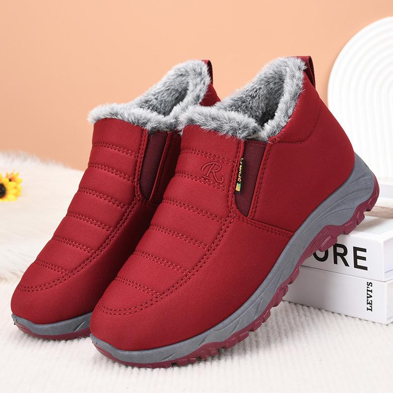 Women's Plush Warm Waterproof Hiking Shoes - Non-Slip, Easy-On for Middle-Aged & Seniors