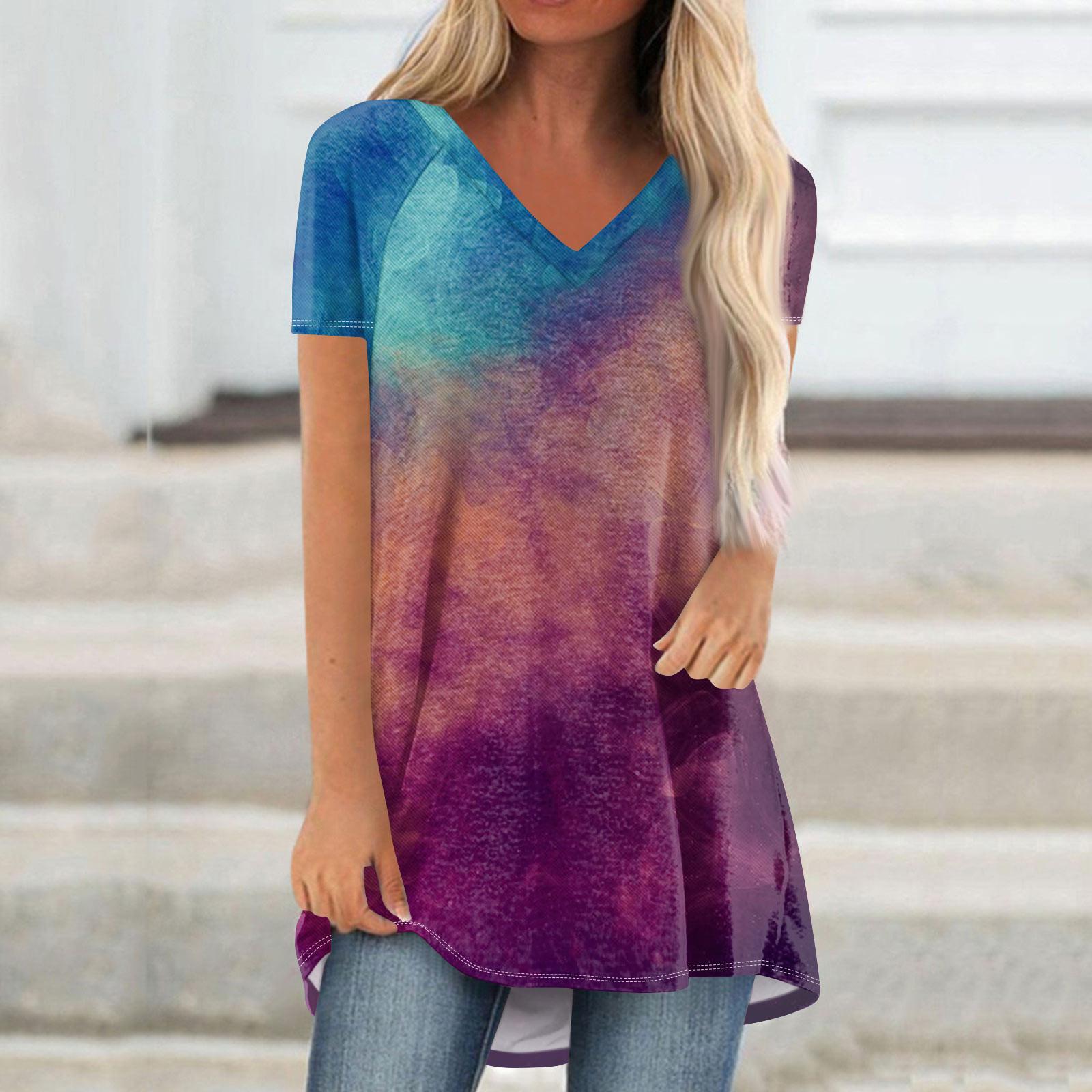 

Женские плиссированные свободные топы с короткими рукавами Плюс размер Повседневные топы с V-образным вырезом и короткими рукавами Повседневные летние футболки Женские топы Футболки Рубашки XXXXL синий