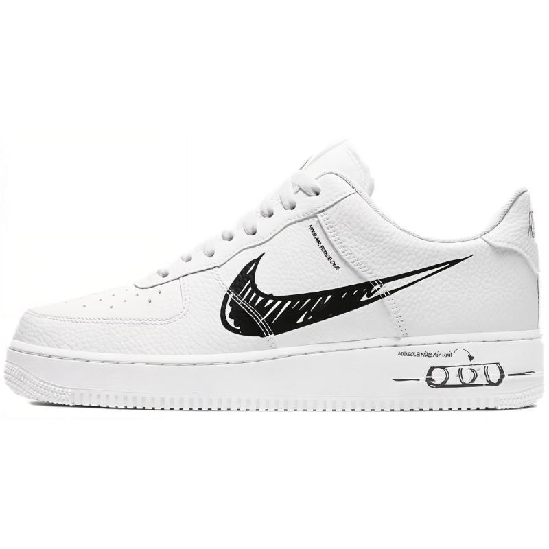 Nike Air Force 1 Low Sketch White Black Sneakers CW7581-101