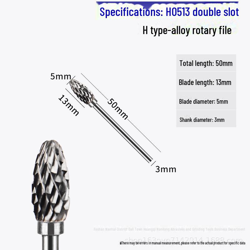 Fresa a lima rotante in carburo di tungsteno 3x5 mm - per molatura di metalli e intaglio del legno, scanalatura singola e doppia.