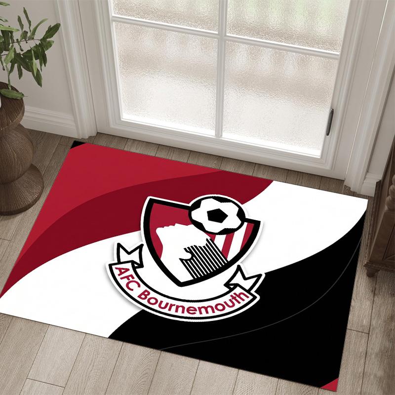 Bournemouth Football Design Crystal Velvet Carpet Cozy Non?Slip Printed Rug For Bedroom Living Room Entrance