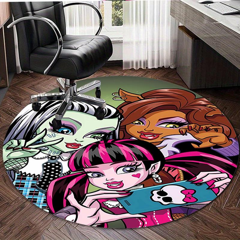 1pc Monster High Draculaura4 Design Printed Area Round Carpet for Bedroom Living Room Home Decor Rugs Mat Non Slip Mat Rug for Bedside