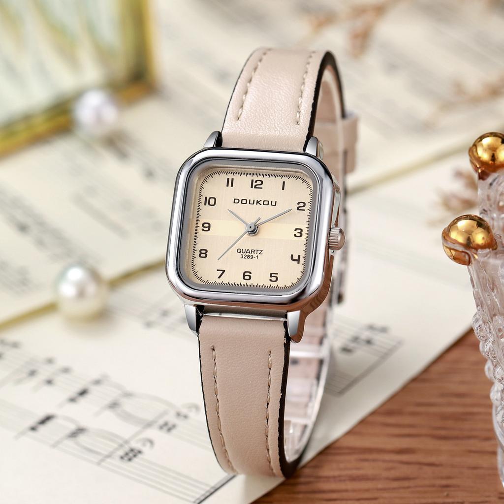 Simple Arabic Square Small Dial Leather Belt Quartz Watches Wristwatches Ladies Watches Casual Clock Gift Dress Montre Femme