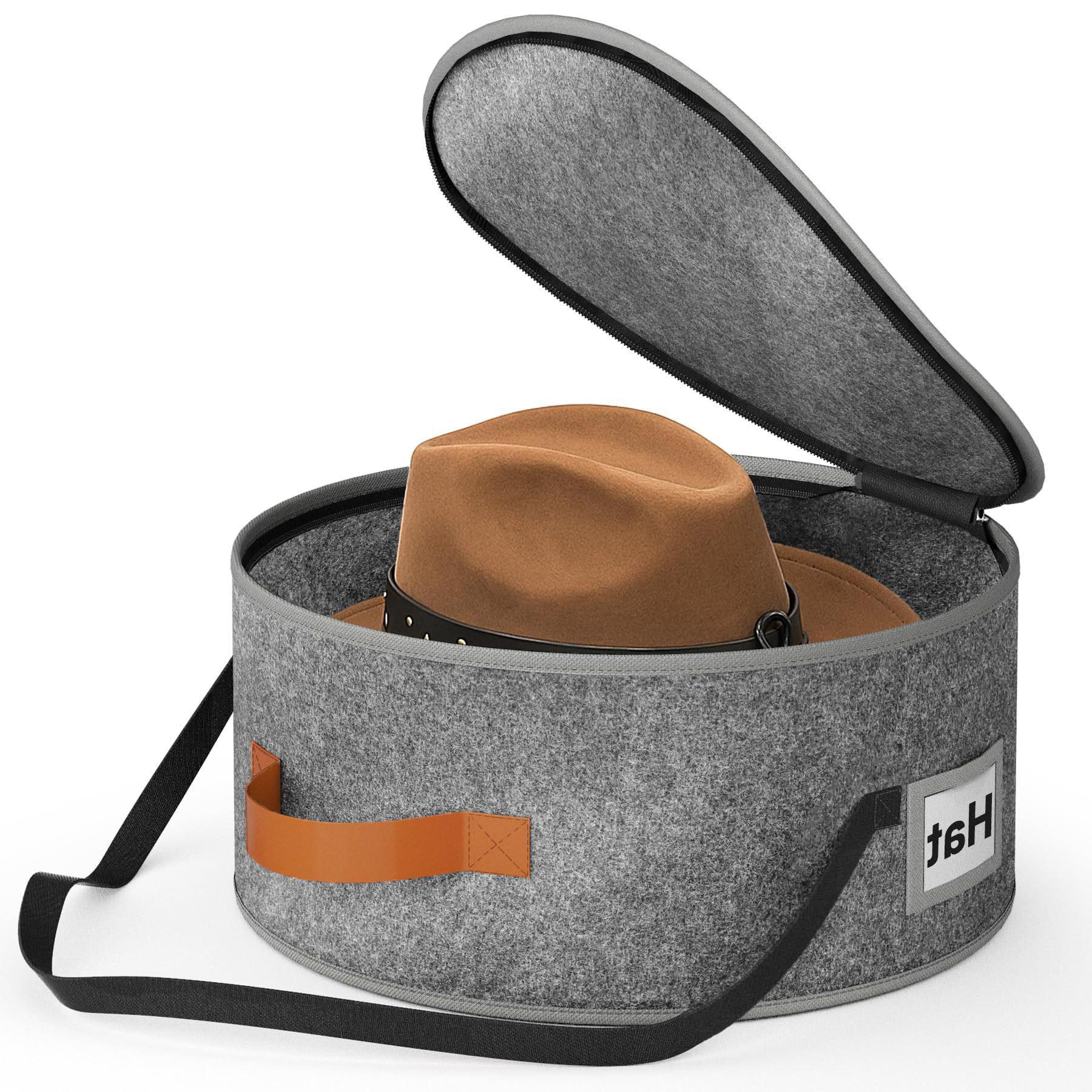 

1-Piece Large Circular Foldable Felt Hat Box, Suitable For Women To Store Denim Hats, With A Covered Storage Box серый