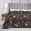 Halloween Blanket Coral Fleece Plush Witch Hat Black Bat Pumpkin Ultra-Soft Throw Blankets for Bedding Office Plush Thin Quilt