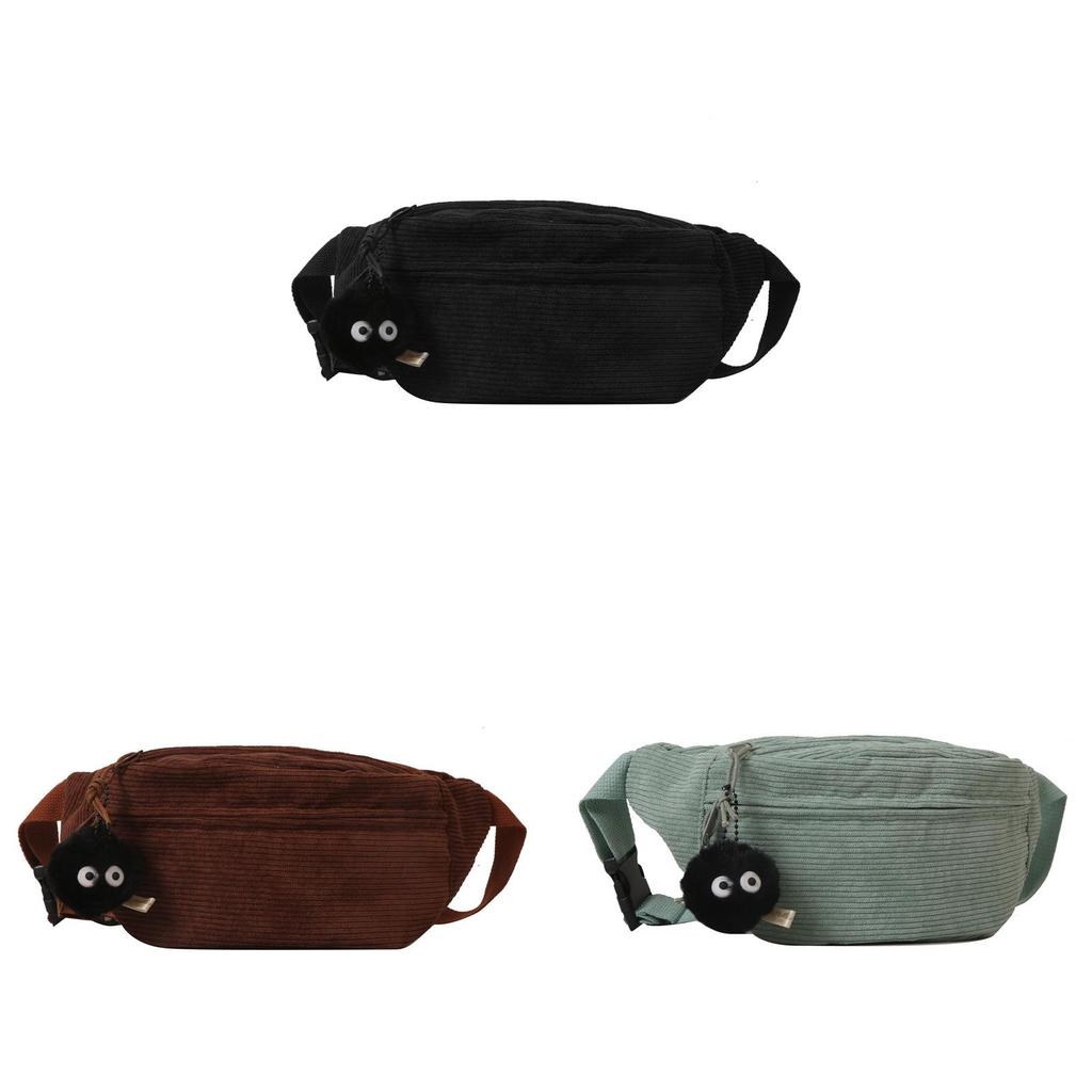 Fashion Corduroy Crossbody Bag For Women With Zipper Closure And Interior Phone Pocket