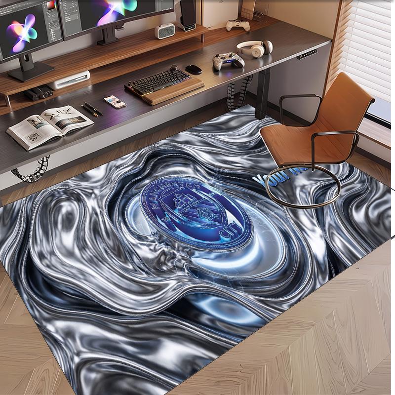 Personalized Crystal Velvet Carpet Manchester City Pattern Non Slip Floor Rug