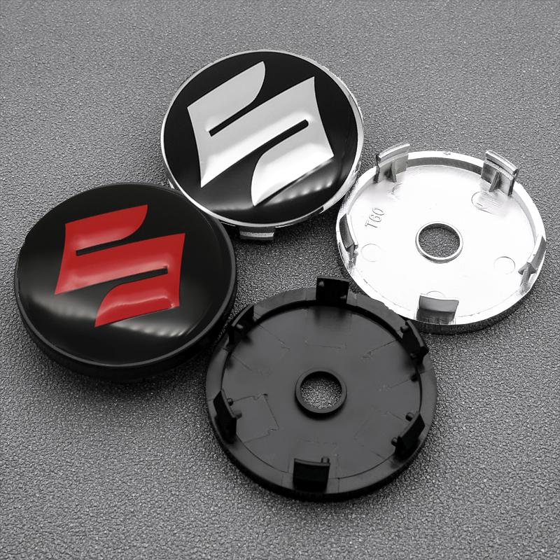 For Suzuki JIMNY Grand vitara Sx4 swift Alto 4Pc 56mm+60mm Car Wheel Center Hub Cap Badge Emblem Decal Sticker Accessories