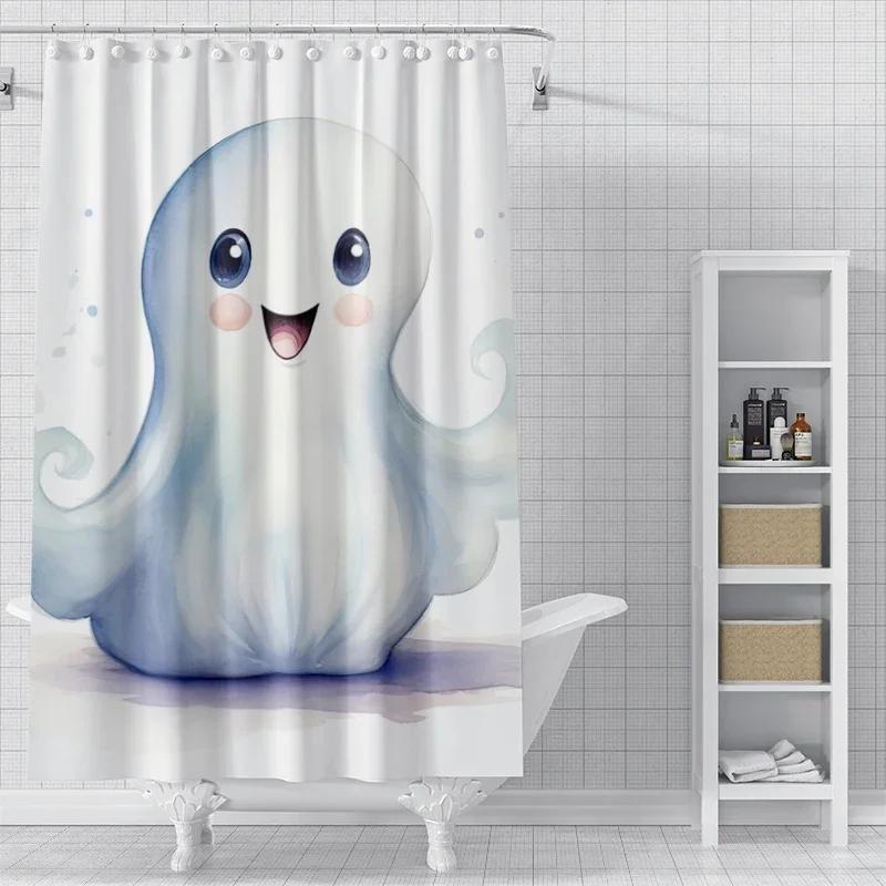 Home Shower Curtains For Bathroom Waterproof Fabric Modern Nordic Style Living Room Curtain Halloween Autumn Pumpkin Decoration