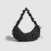 Pleated Lace Polka Dot Dumpling Bag, Drawstring Zipper Crossbody Bag, Commuter Tote Bag Casually