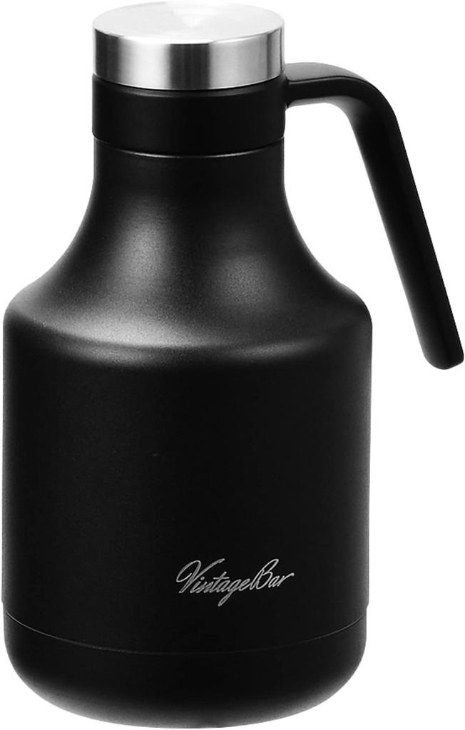 Pearl Metal Tabletop Stainless Thermal Cold Vintage Pot, Pot, 1.2L, Steel, Insulation, Insulation, Black, Bar, HB-5474