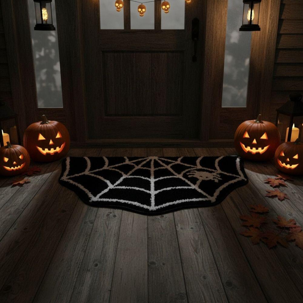 Water-absorbent Halloween Unwelcome Bat Doormat Faux Cashmere Halloween Decorative Carpet Kitchen