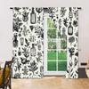 Set Of 2 Versatile Polyester Transparent Curtains Home Decoration Black White Floral Pattern Use Bedrooms Made Bedroom Window Treatment