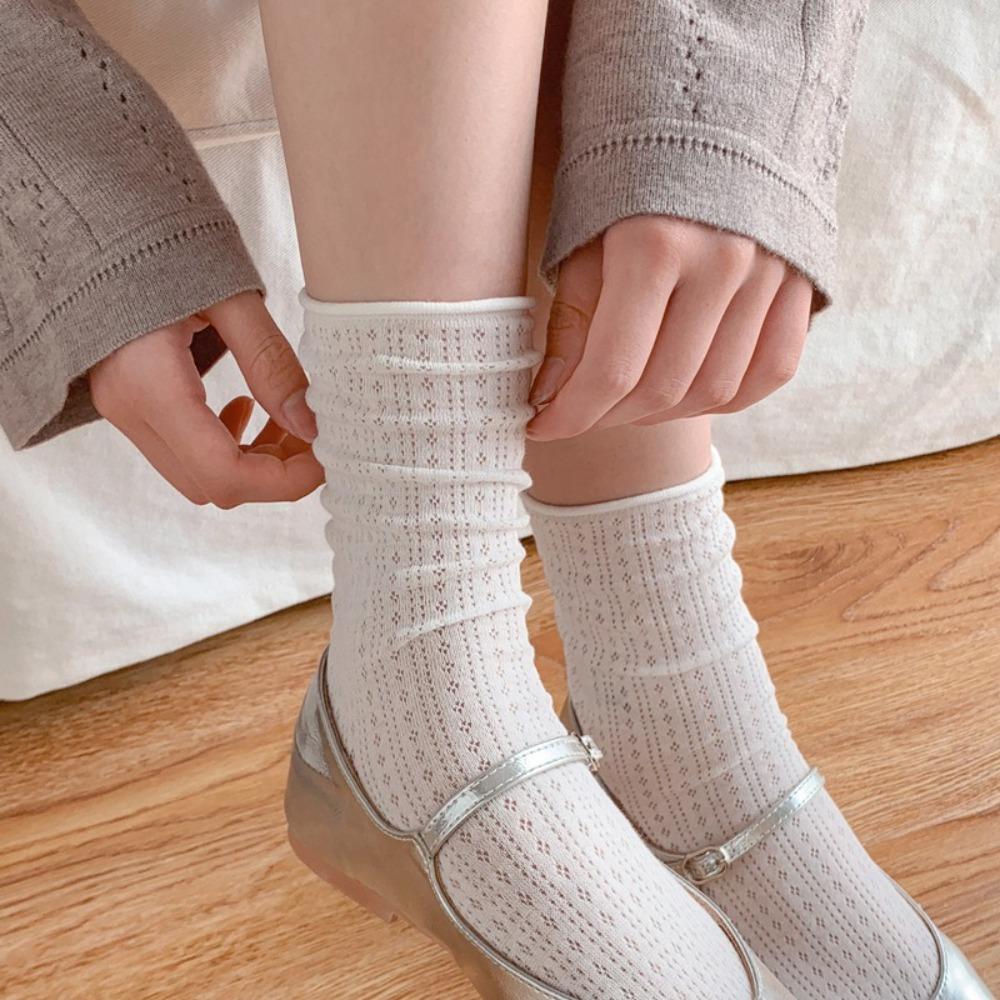 Hollow Out Summer Socks Breathable Roll Edge Socks Comfortable Loose Socks  Women