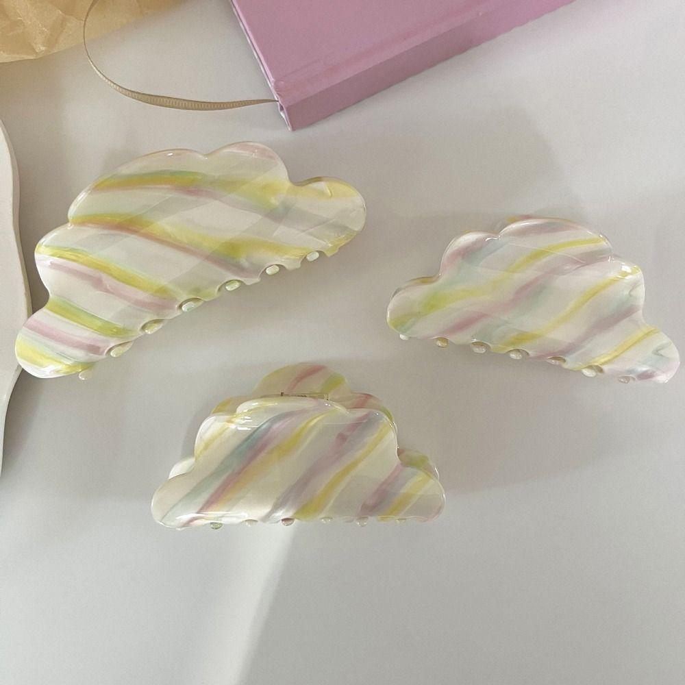Rainbow Cloud Acetic Hair Claw Stripe Rainbow Hair Clip Sweet Stripe Shark Clip  Party