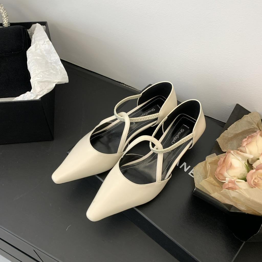 2025 Spring and Autumn New Pointed End Evening Breeze Gentle Soft-soled Ladyshoes Single Shoes Mary Jane Versatile Flat Casual