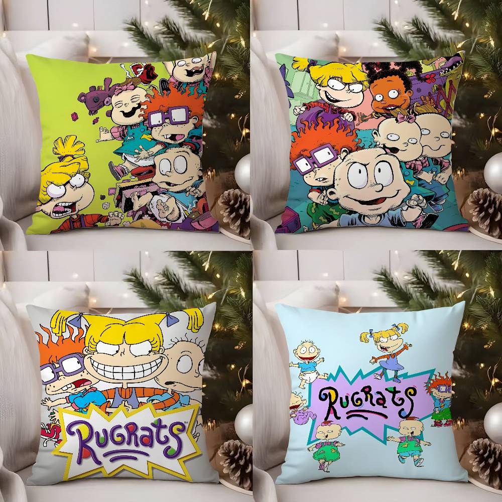 Hot Cartoon R-RugratsS Pillow Case Soft Plush Fabric Double Sided Print Decorative Home Living Room Gift Cushion