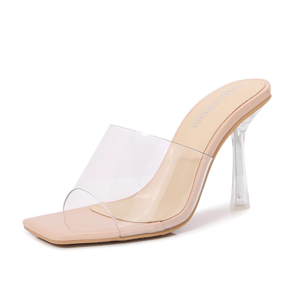 

Літні нові жіночі круті шльопанці з риб ячим носком, сексуальний каблук-чарка, великий розмір, високі підбори 46 абрикосовий