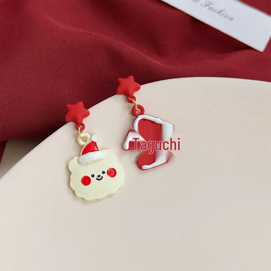 

Christmas Bell & Tree Drip Oil Stud Earrings - Cute Niche Design for Women