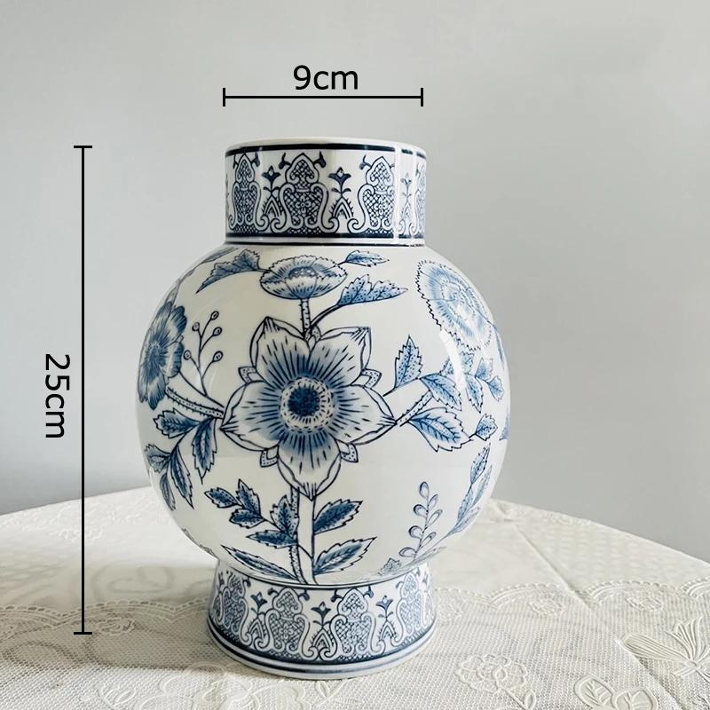 Classical Blue and White Porcelain Vase Vintage Plant Pot Table Decoration Flowers Arrangement Floral Vases Room Aesthetic Decor