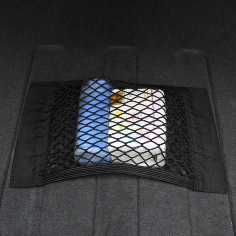 Auto Accessories Double Mesh Pocket Trunk Organizer Storage Mesh Car Built-in Bag Fixed Bag Velcro