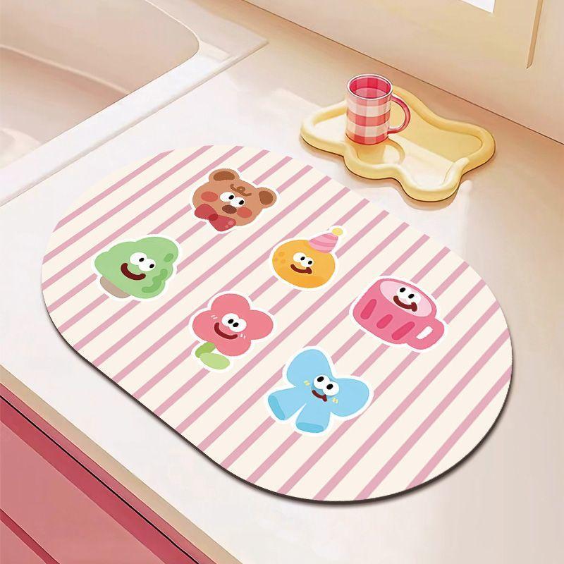 Niedliche Küchentisch-Abtropfmatte Tischmatte Hitzebeständig Rutschfest Saugfähig Schnelltrocknend Haushalt Spülbecken Dialgae Schlamm