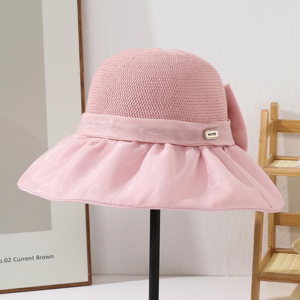 Spring and Summer New High-end Organza Eaves Sunscreen Face Bucket Hat Women's Outdoor Beach Sun Hat