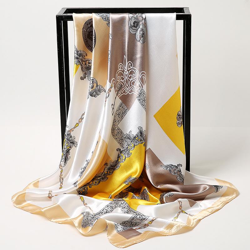 Chinese Style 90 * 90Cm Large Square Scarf Simulation Silk Scarf Scarf Shawl