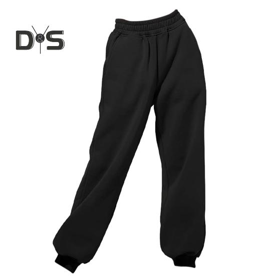 Women Pants High Elastic Waist Ankle Banded Solid Color Casual Soft Warm Pockets Loose Spring Fall Sweatpants Jogging Trousers