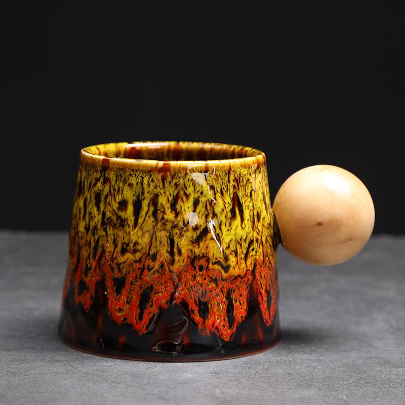 

Kiln-changed coffee cup and saucer set, ceramic high-value latte cup, retro coarse pottery latte cup, water cup, afternoon teacup. 200ml