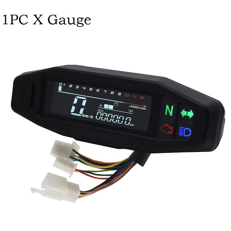 Digital Universal Motorcycle Speedometer Oil Gauge Tachometer Meters Instrument Cluster Turn Signal Light Indicator