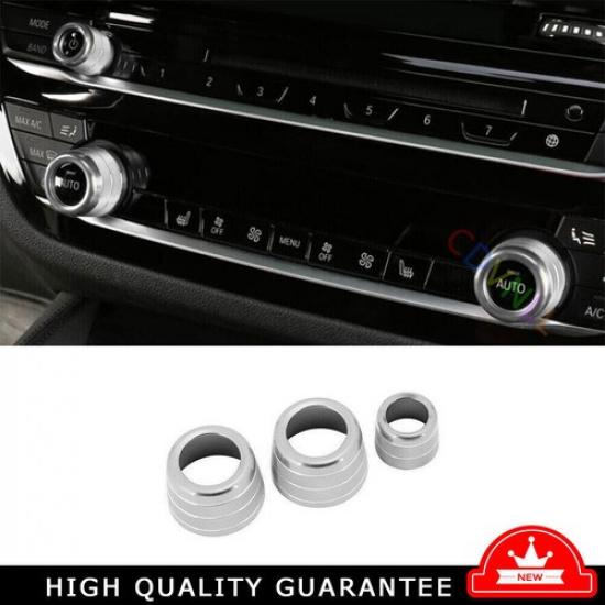Console AC Switch Control Button Trim For BMW 5 Series 2018- Silver Aluminum