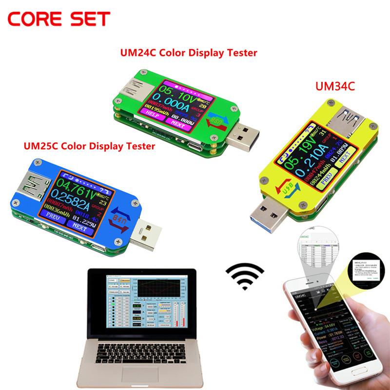 UM34/UM34C UM24/UM24C UM25/UM25C Color LCD Display USB Voltage Tester Current Meter Voltmeter Battery Charge Measure