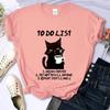 Schwarze Katze To-Do-Liste Grafik T-Shirts Lustige Katze Kaffee T-Shirts Tops Übergroßes T-Shirt Mode Harajuku T-Shirts Herren Marken T-Shirt