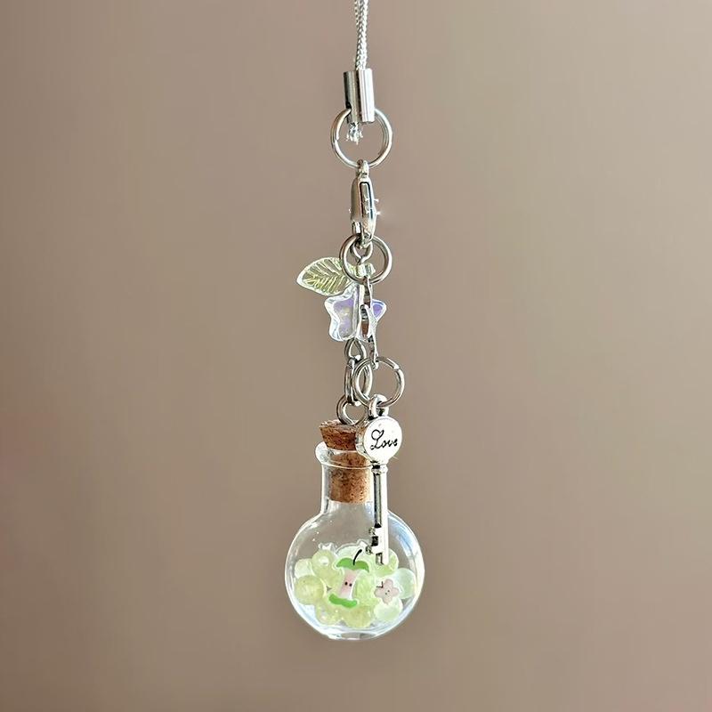 Sweet Christmas Tree Drift Bottle Four-Leaf Clover Pendant Phone Strap Keychain Exquisite Backpack Decoration Accessories Gifts