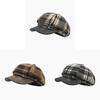 British Style Wool Blend Plaid Newsboy Cap With Wide Brim For Cold Weather Fashion