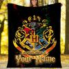 Customizable Hogwarts Throw Blanket – Personalized Name, All-Season Cozy Snug Blanket, Machine Washable, Personalized Blanket