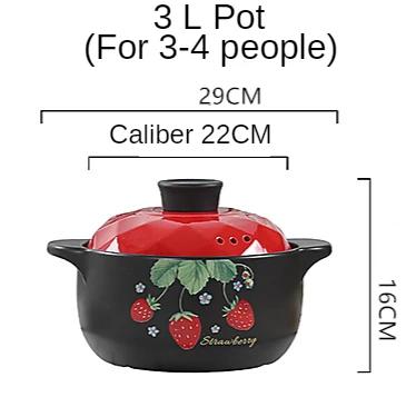 

1Pcs Ceramic Casserole Cooking Soup Pot Red Strawberry Round Kitchenware Saucepan Gas Stove Cookware Household Kitchen Supplies